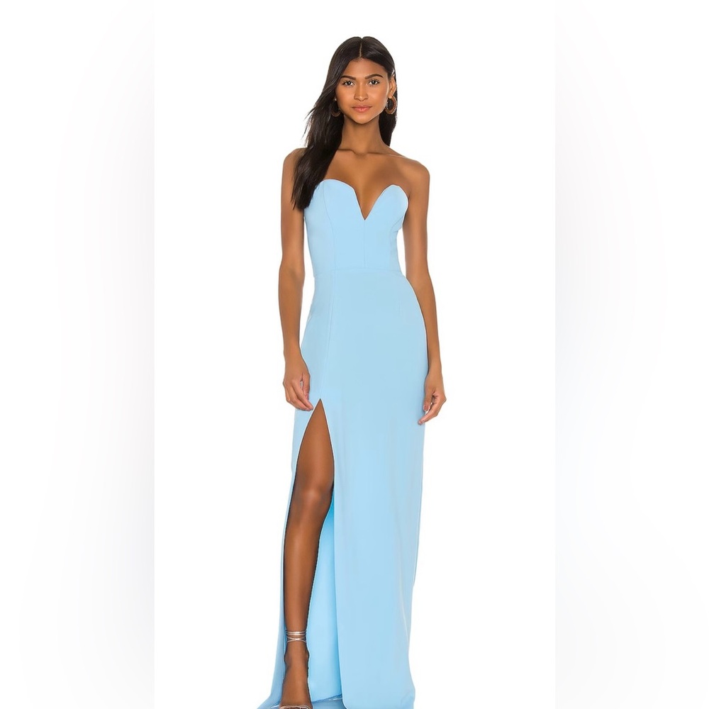 Amanda Uprichard Sky Blue Strapless Maxi Dress